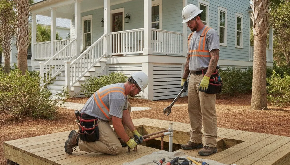 Emergency plumber repairing a pipe in Charleston, SC for fast residential plumbing service